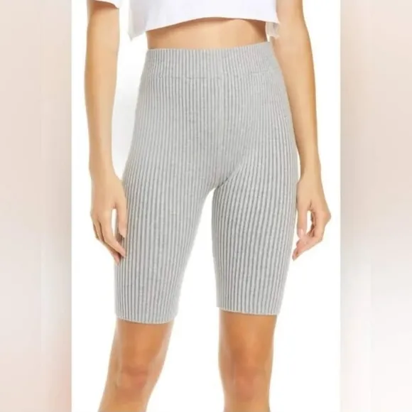 LUNYA Womens Shorts Size L Gray Pull On Cozy Cotton Silk Ribbed Bike Lounge $118