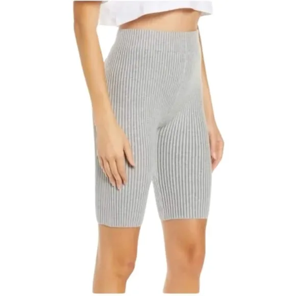 LUNYA Womens Shorts Size L Gray Pull On Cozy Cotton Silk Ribbed Bike Lounge $118