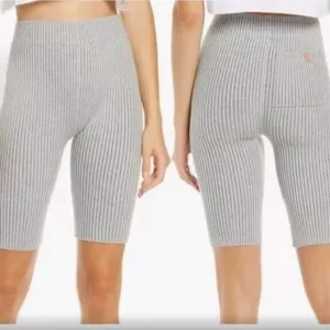 LUNYA Womens Shorts Size L Gray Pull On Cozy Cotton Silk Ribbed Bike Lounge $118