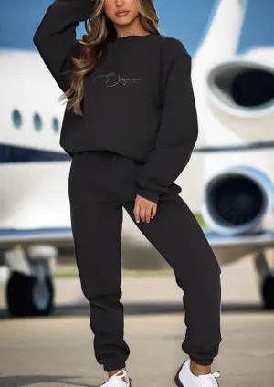 LUXE-LOUNGE - Black 3-Piece Jogger Set | Effortless Elegance & Comfort