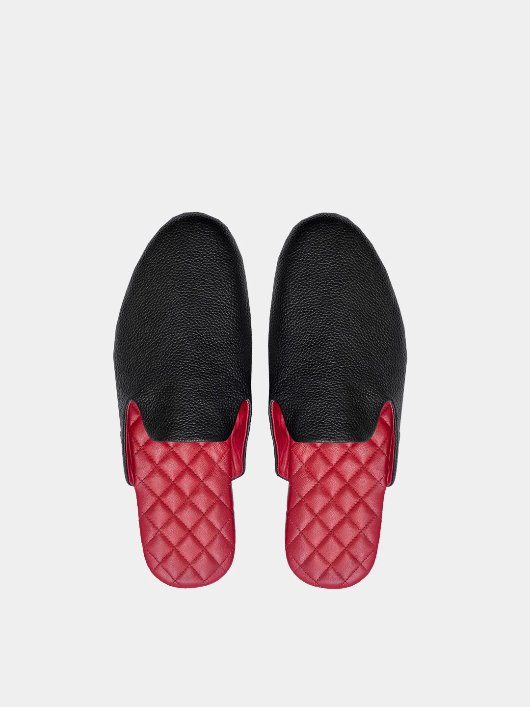 Men's black travel slippers with case Model 1215 Flotar Leather