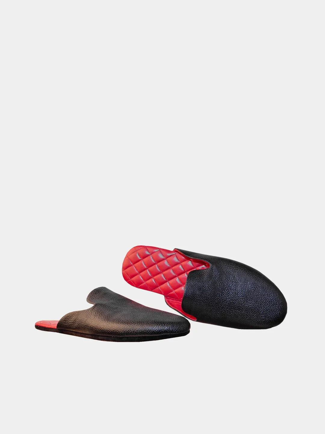 Men's black travel slippers with case Model 1215 Flotar Leather
