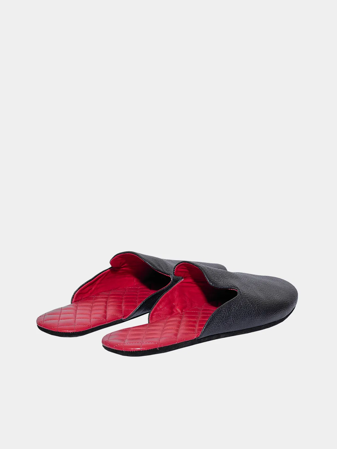 Men's black travel slippers with case Model 1215 Flotar Leather