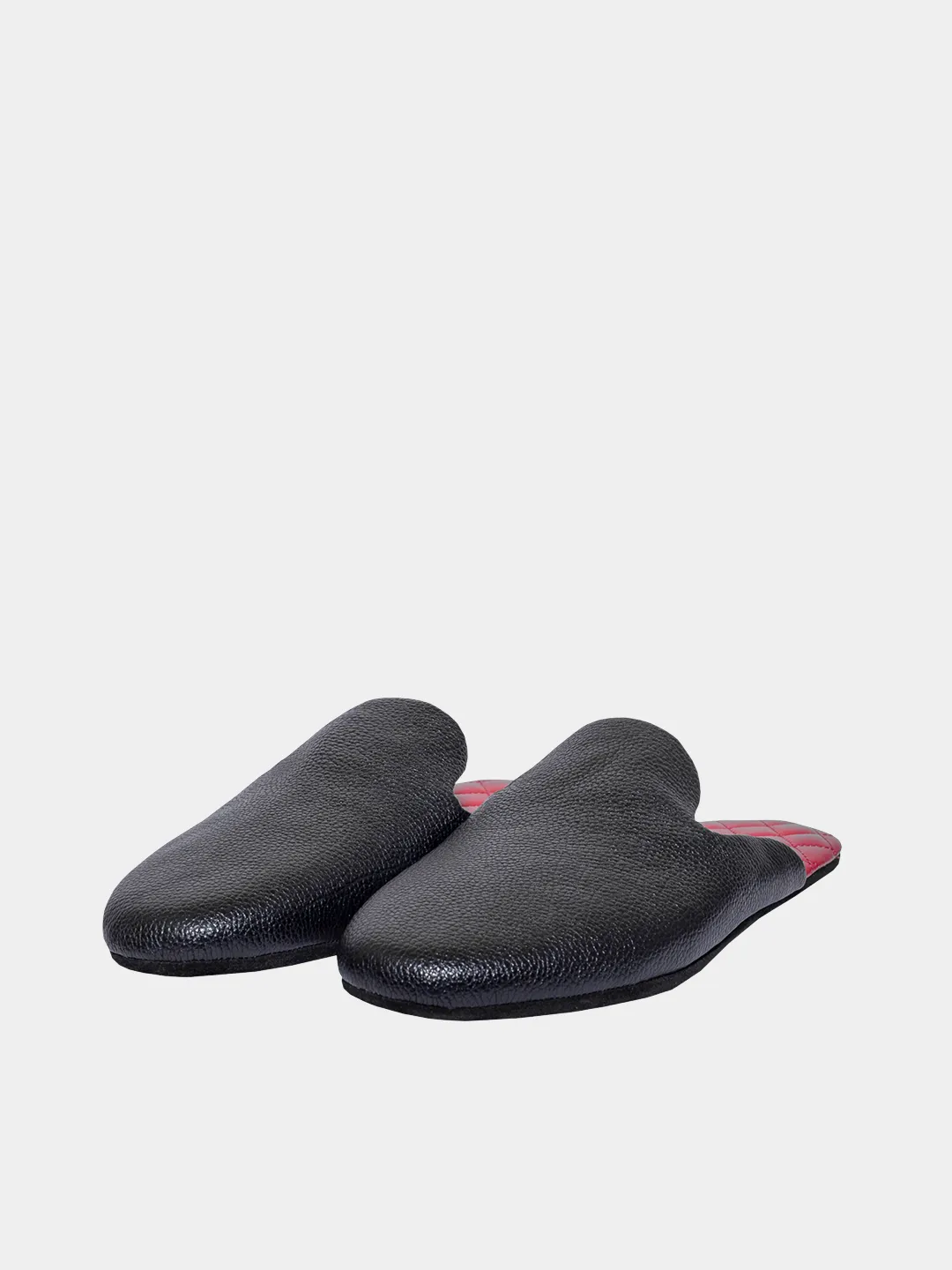Men's black travel slippers with case Model 1215 Flotar Leather
