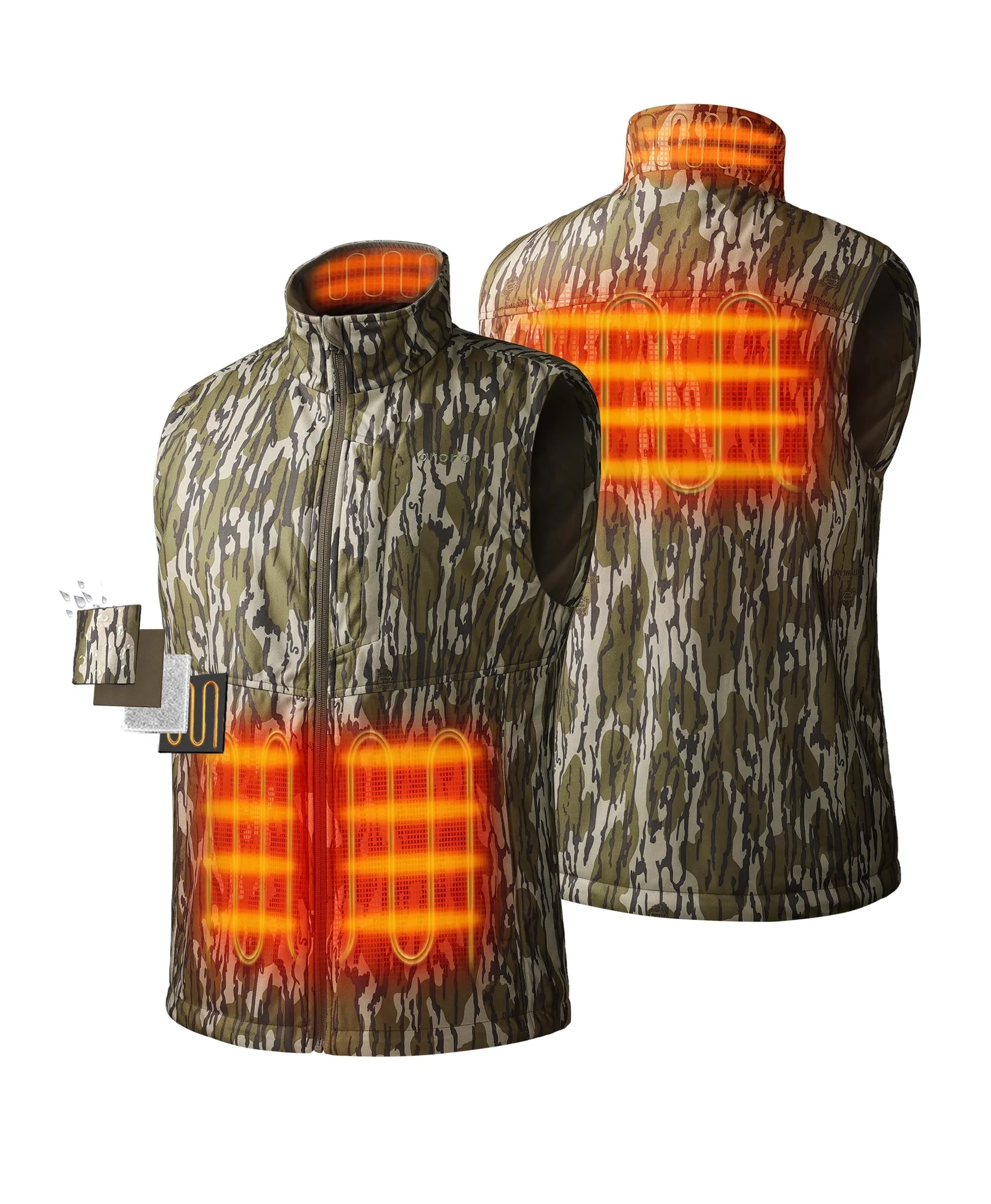 Men's Heated Hunting Vest - Camouflage, Mossy Oak® Bottomland
