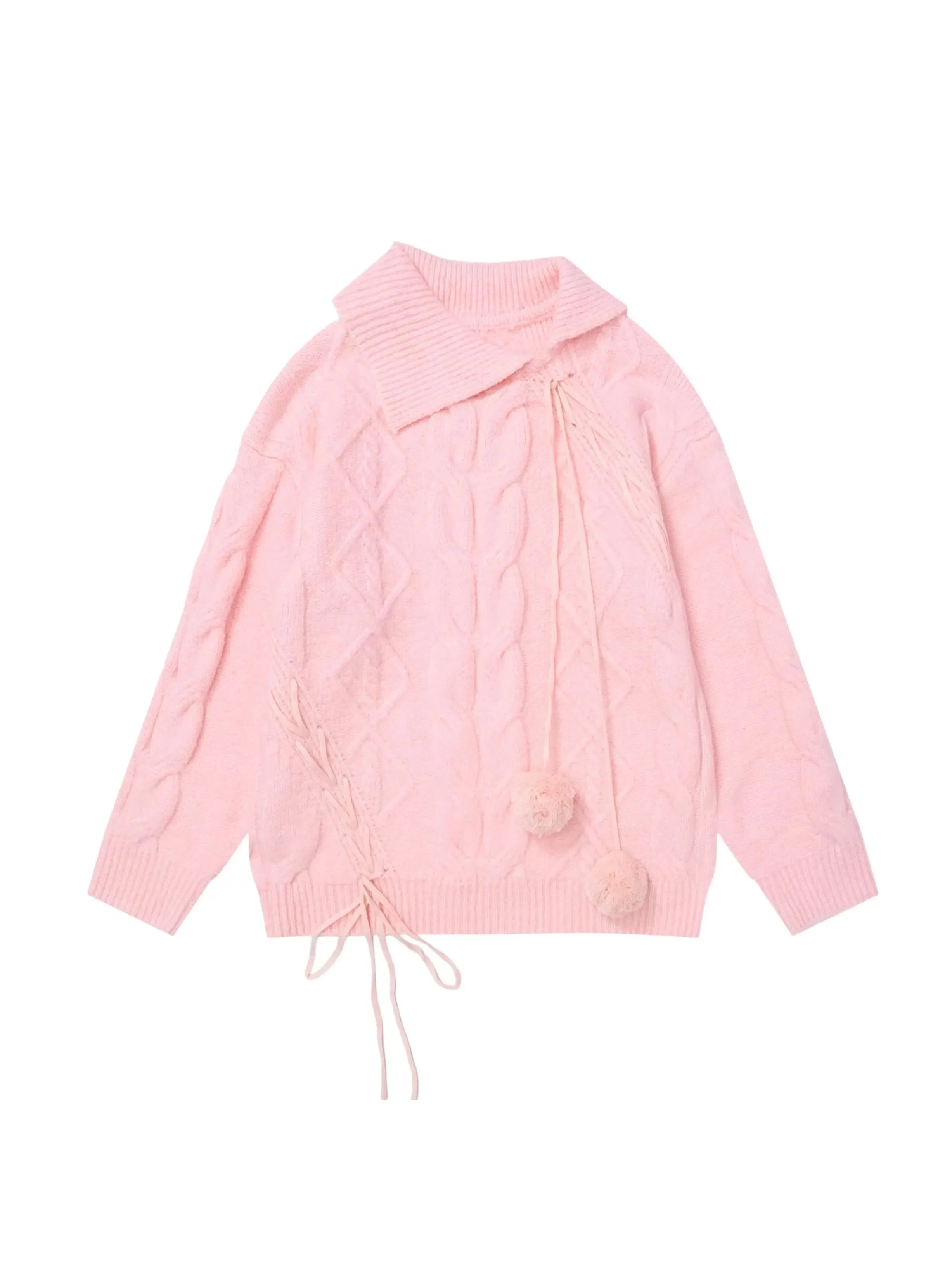 'Milk Shake' Kawaii Pom Pom Winter Warm  Sweater Top