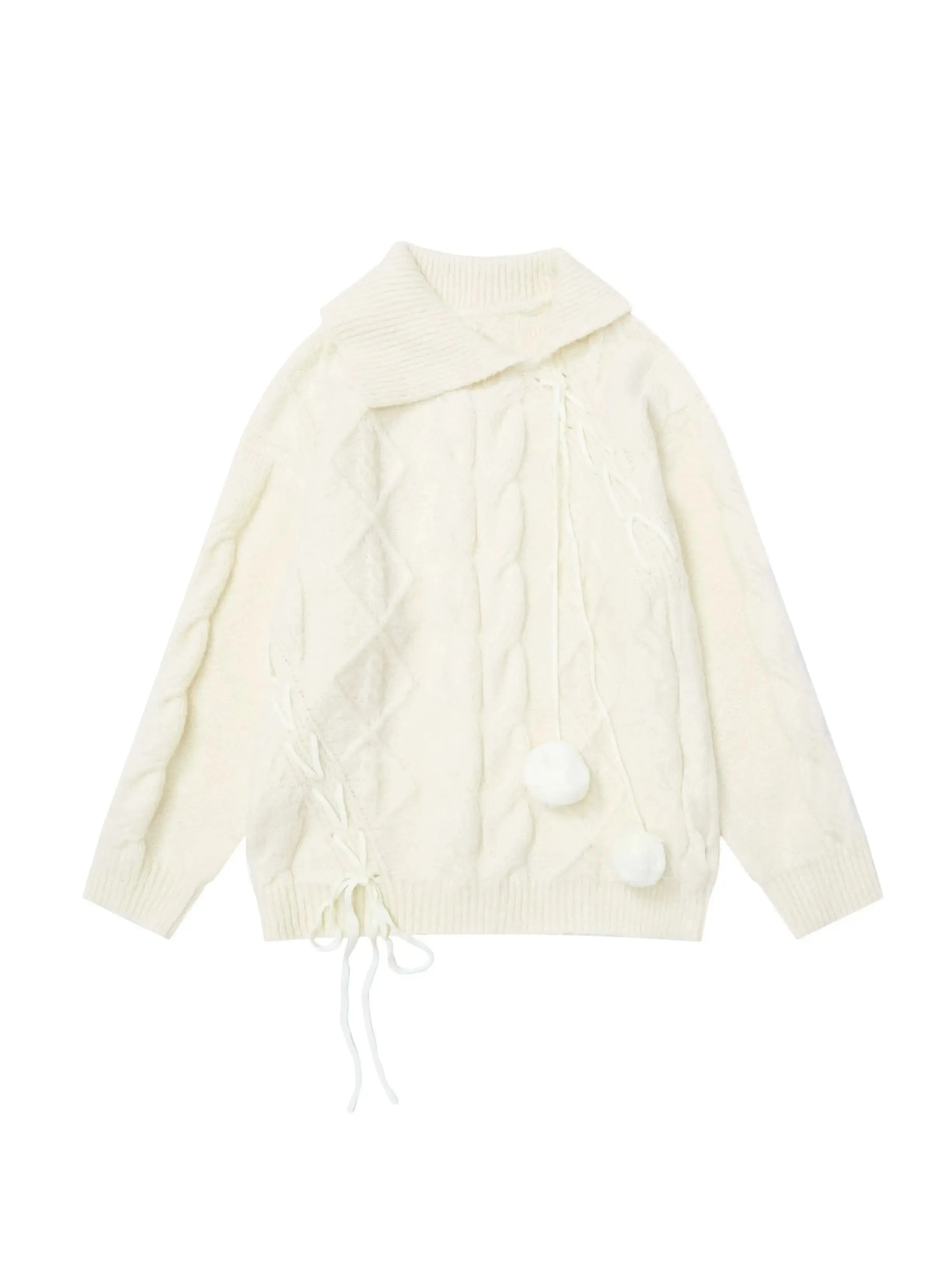 'Milk Shake' Kawaii Pom Pom Winter Warm  Sweater Top