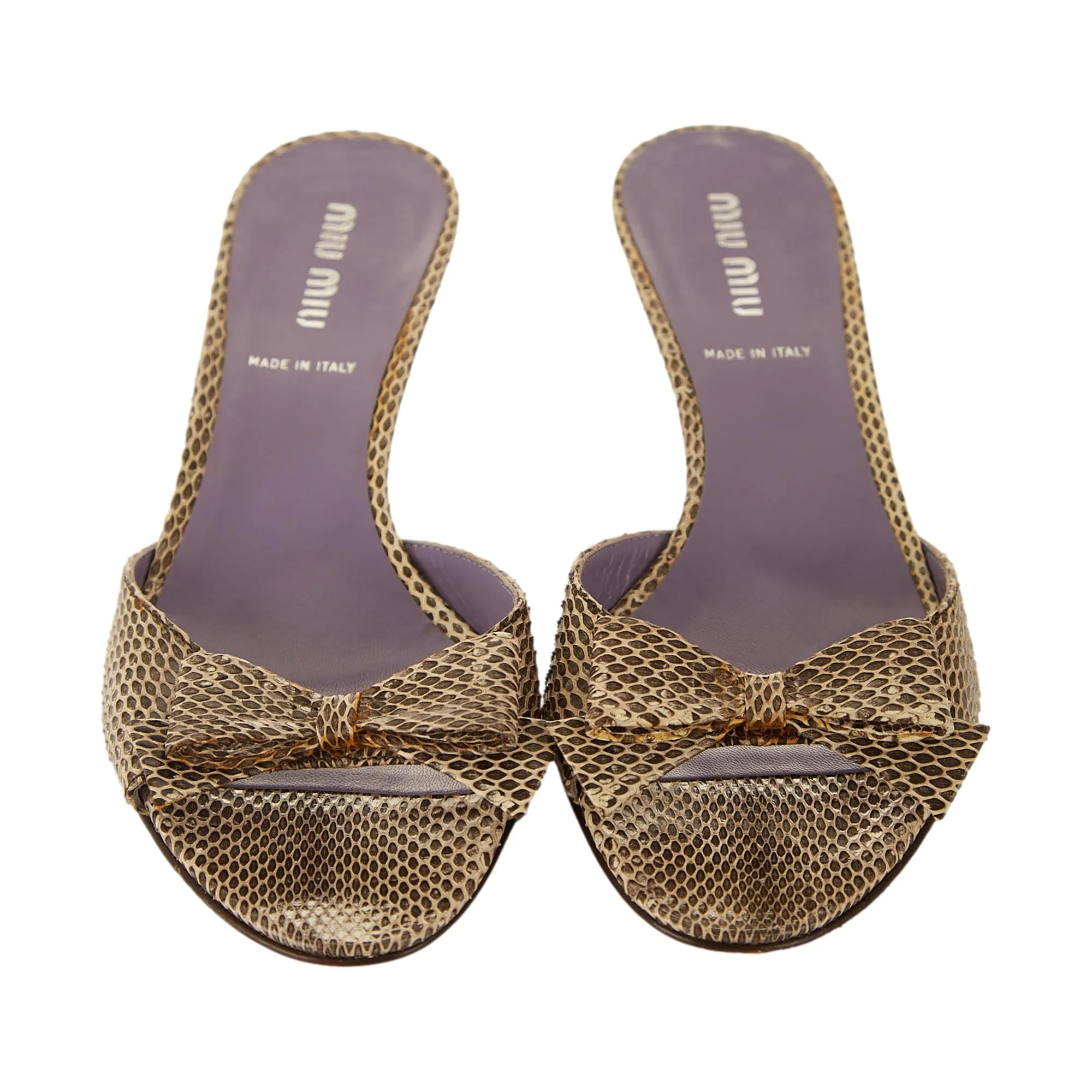 Miu Miu Grey Snakeskin Kitten Heels
