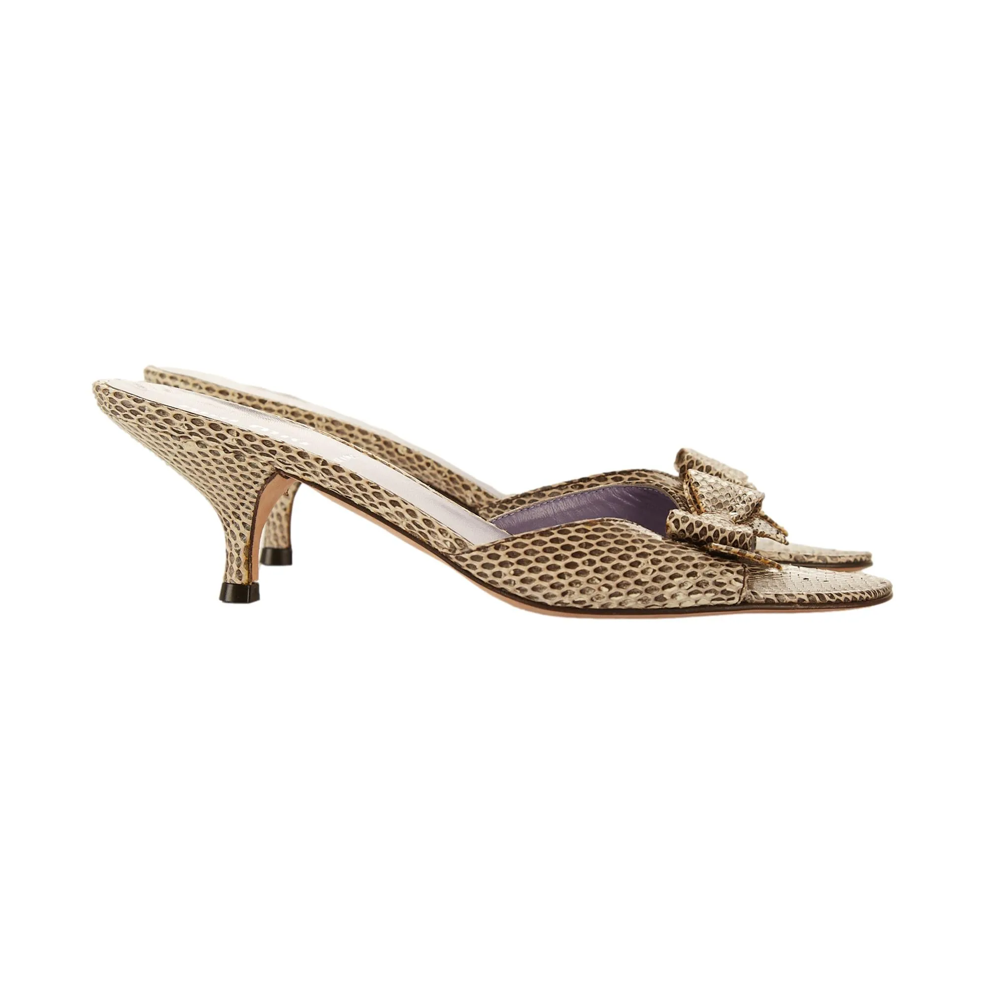 Miu Miu Grey Snakeskin Kitten Heels