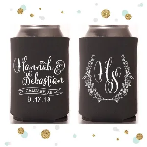 Monogram Crest - Wedding Can Cooler #7R
