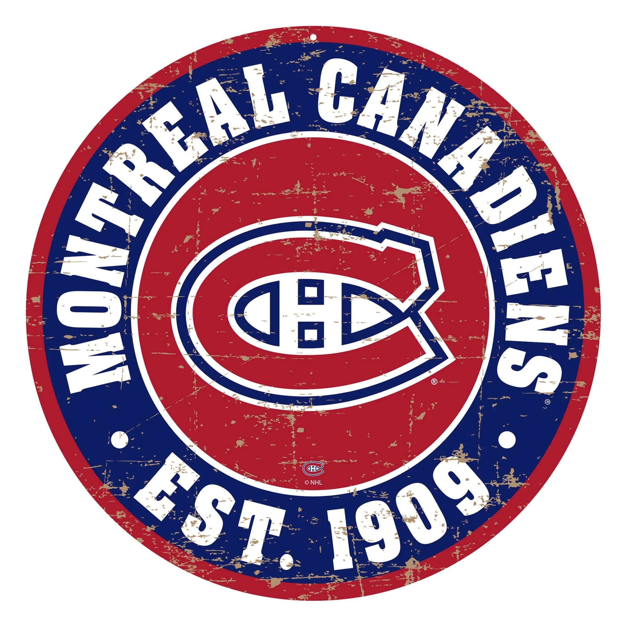 Montreal Canadiens Wall Sign - 22" Round Distressed