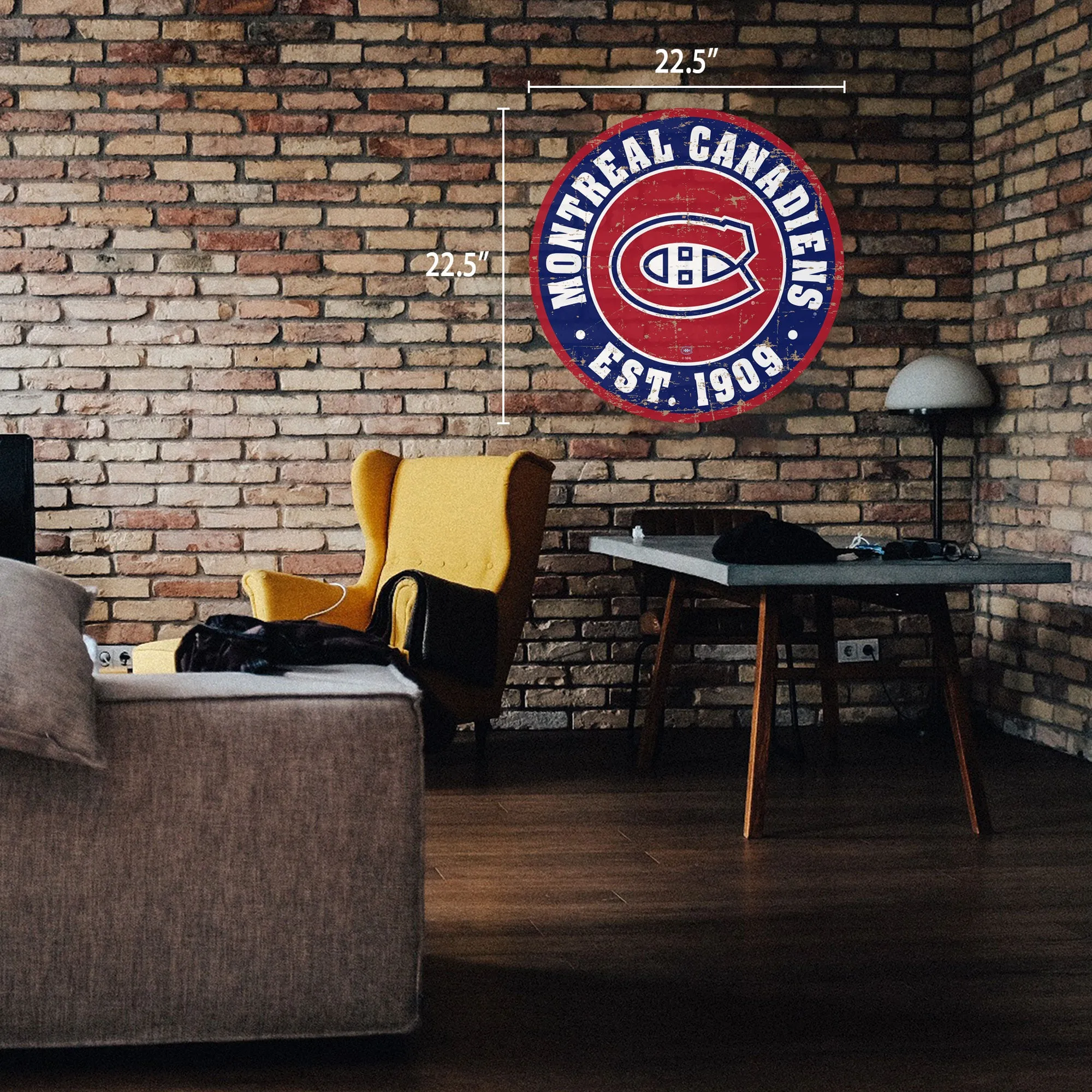 Montreal Canadiens Wall Sign - 22" Round Distressed