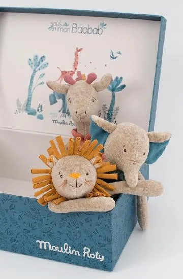 Moulin Roty Sous Mon Baobab - Elephant Rattle Soft Toy
