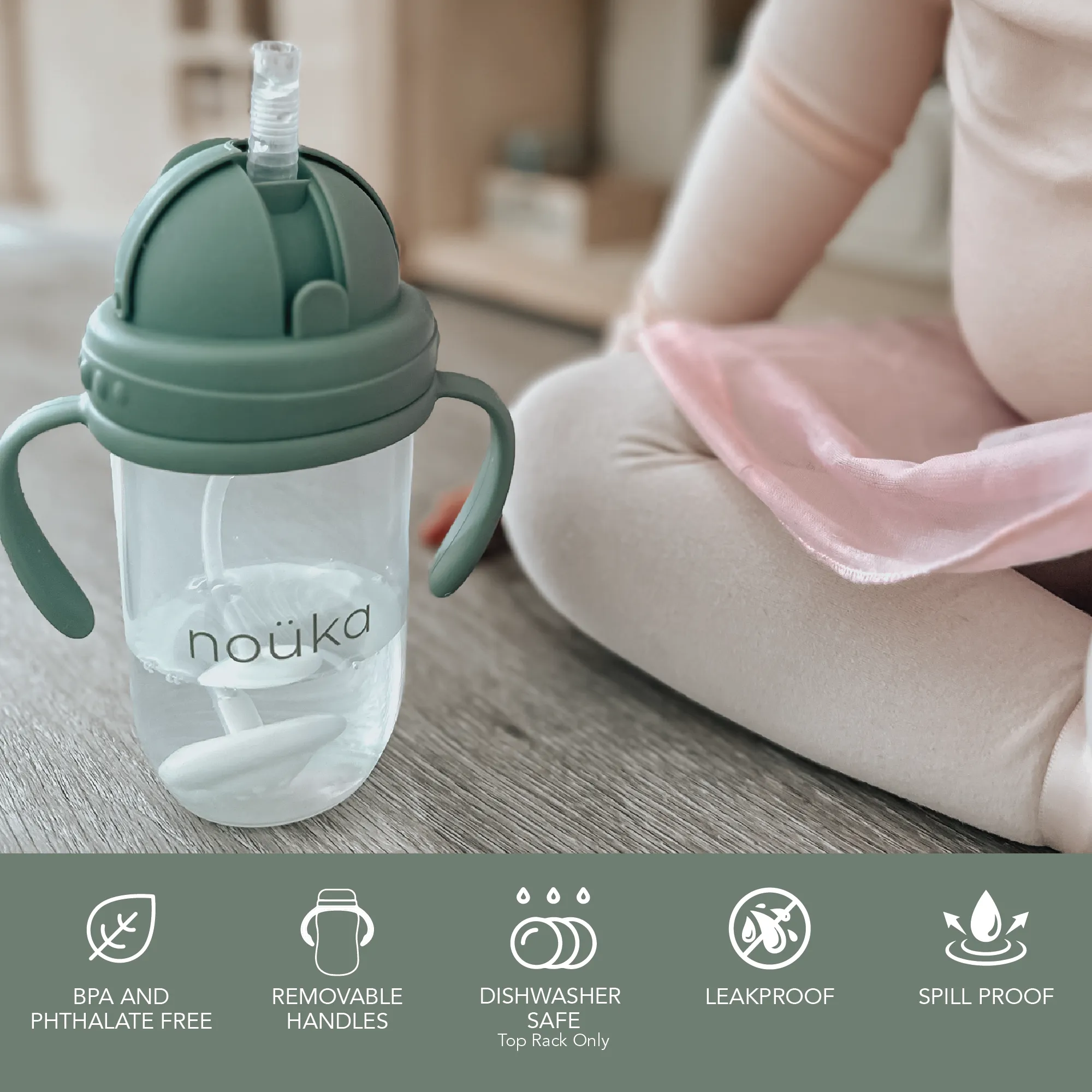 noüka Non-Spill Weighted Straw Cup  9 oz - Bloom (Min. of 2 PK, Multiples of 2 PK)