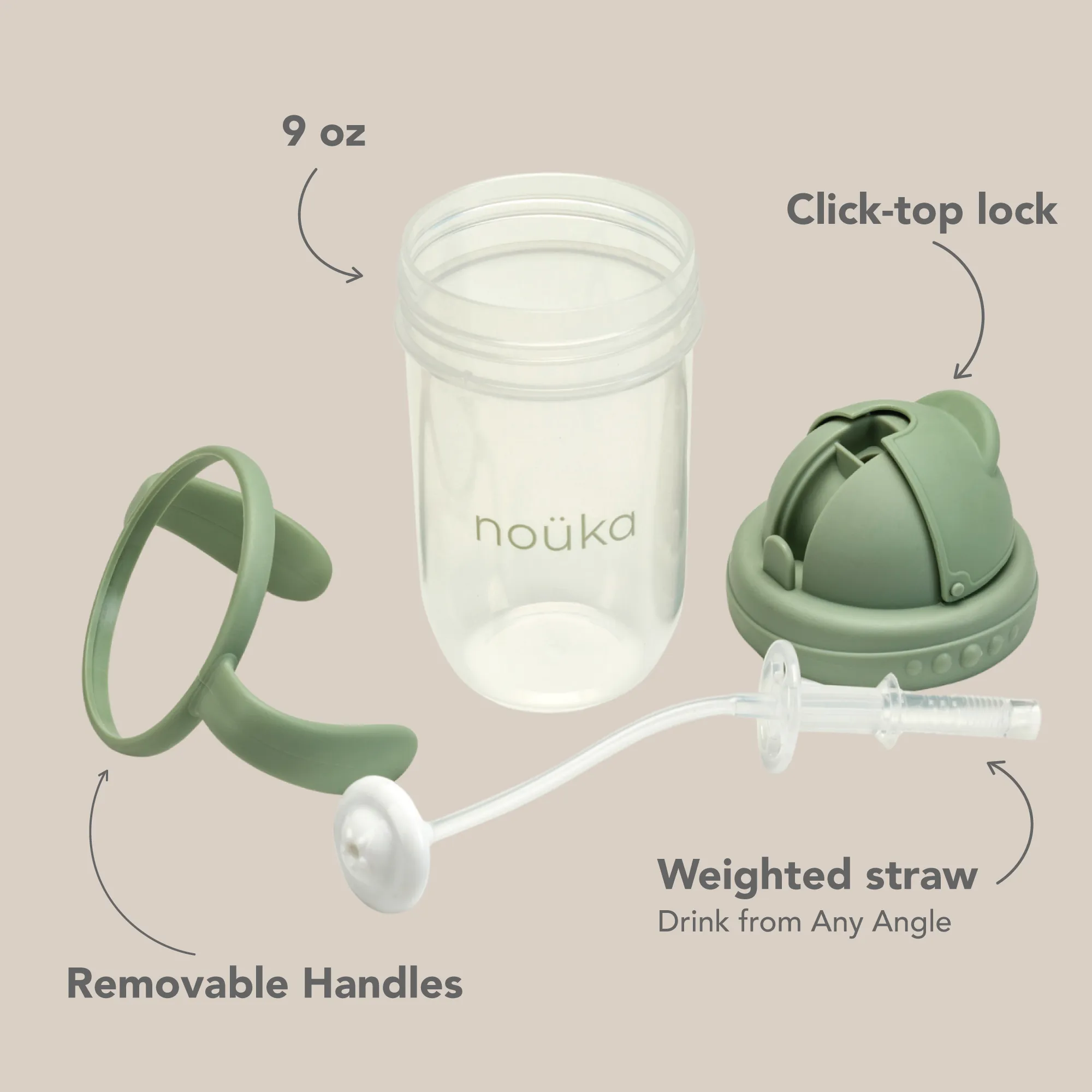 noüka Non-Spill Weighted Straw Cup  9 oz - Bloom (Min. of 2 PK, Multiples of 2 PK)