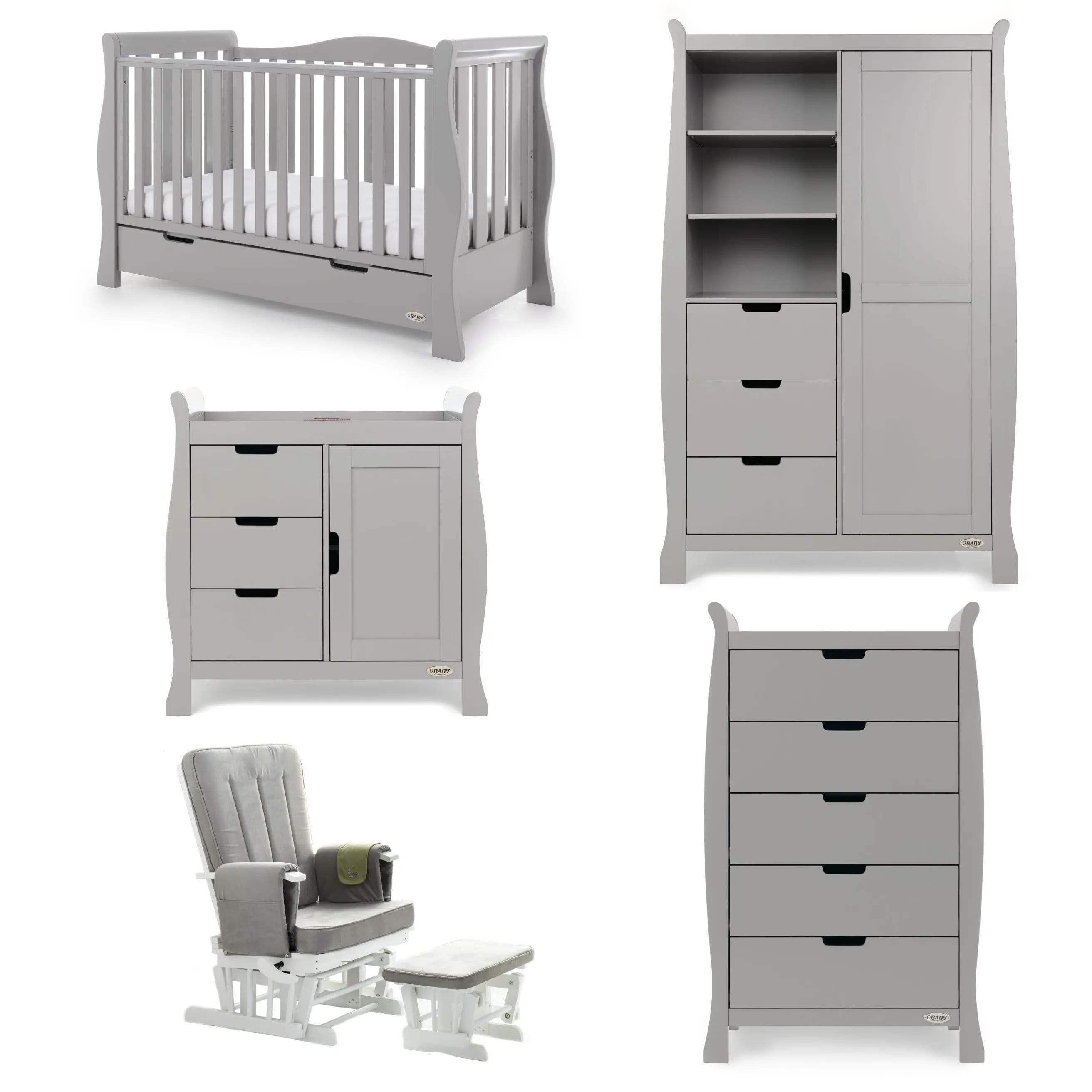 Obaby Stamford Luxe 5 Piece Room Set Warm Grey