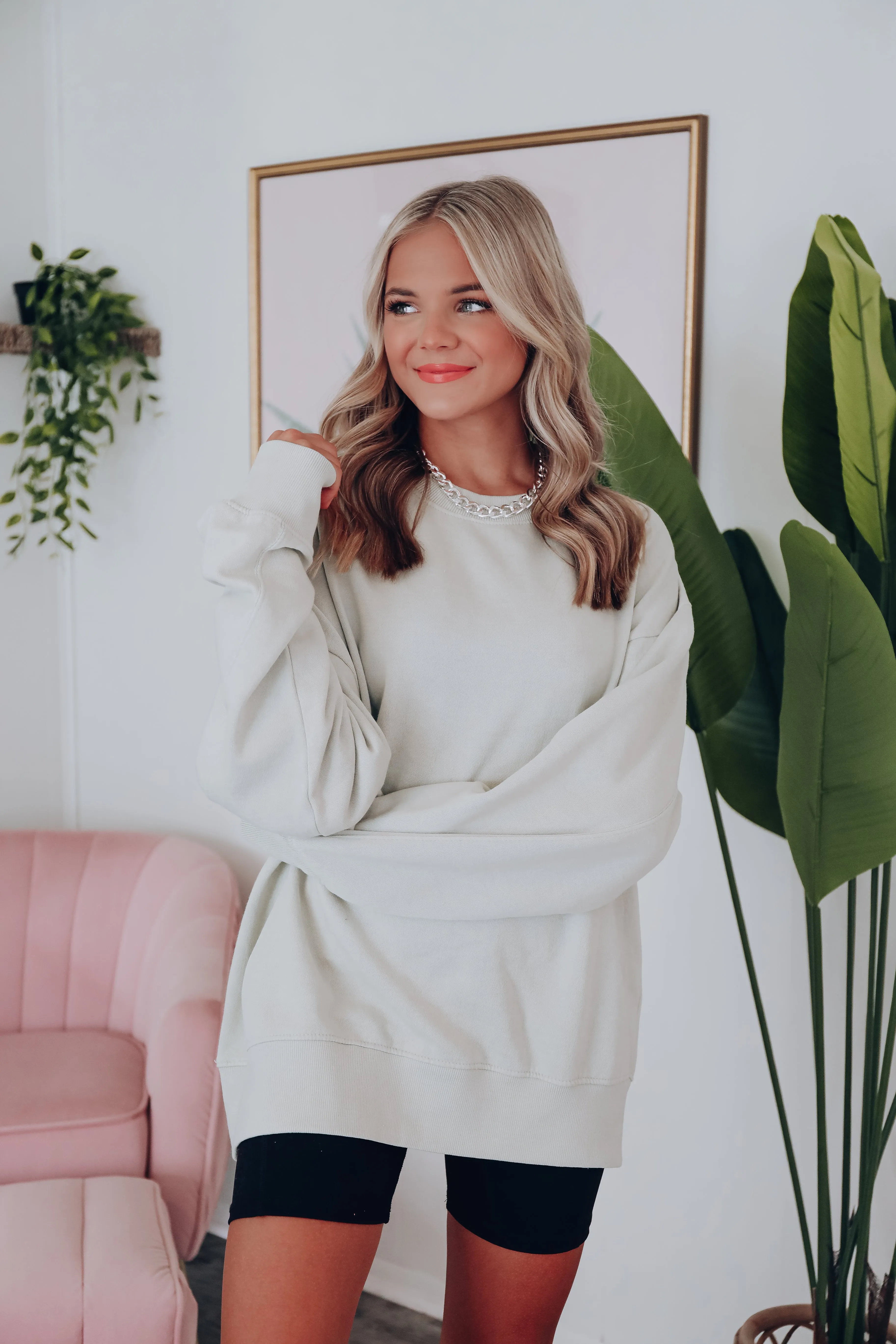Oh So Cozy Crew Neck Sweatshirt - Sage