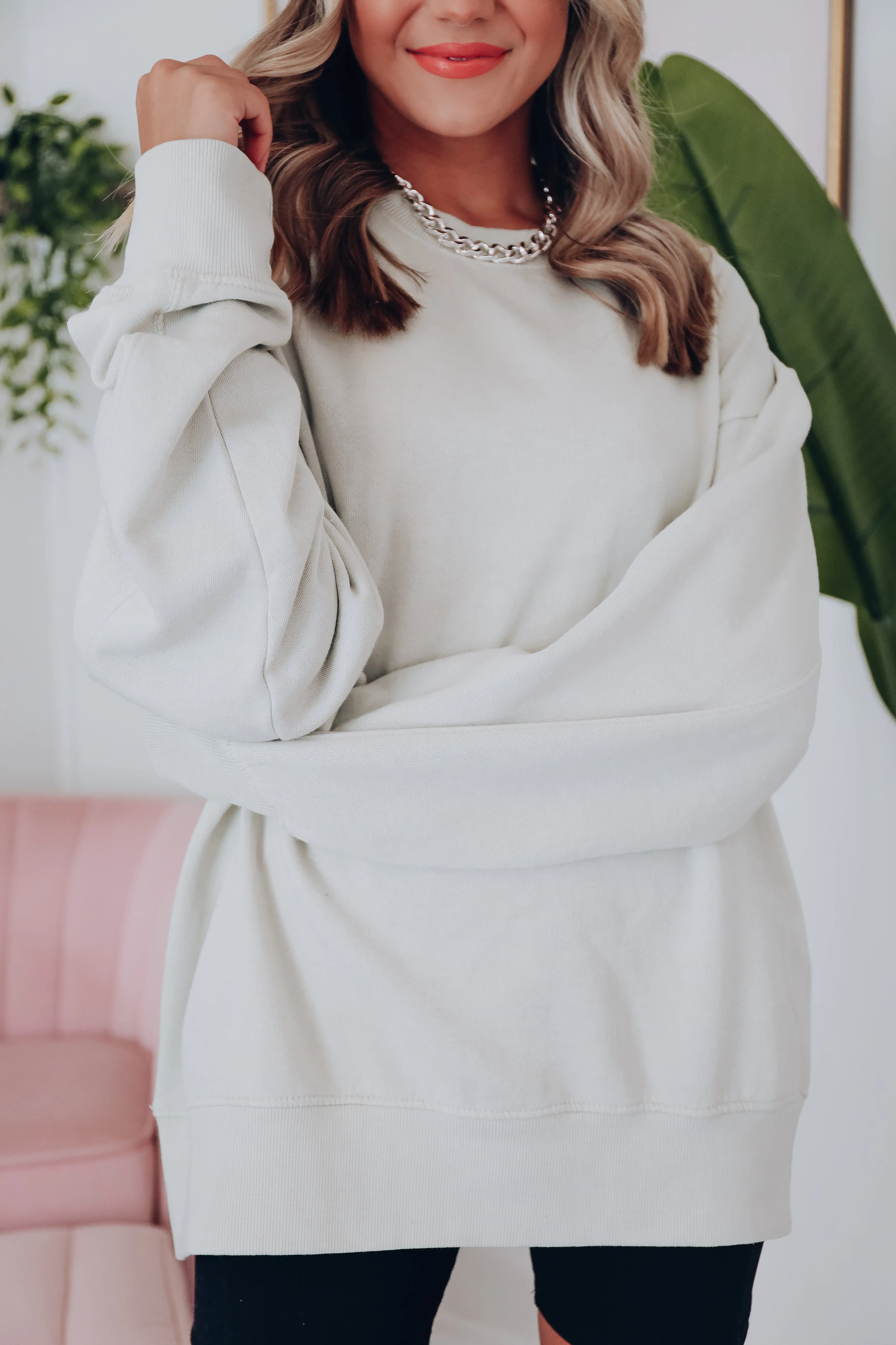 Oh So Cozy Crew Neck Sweatshirt - Sage