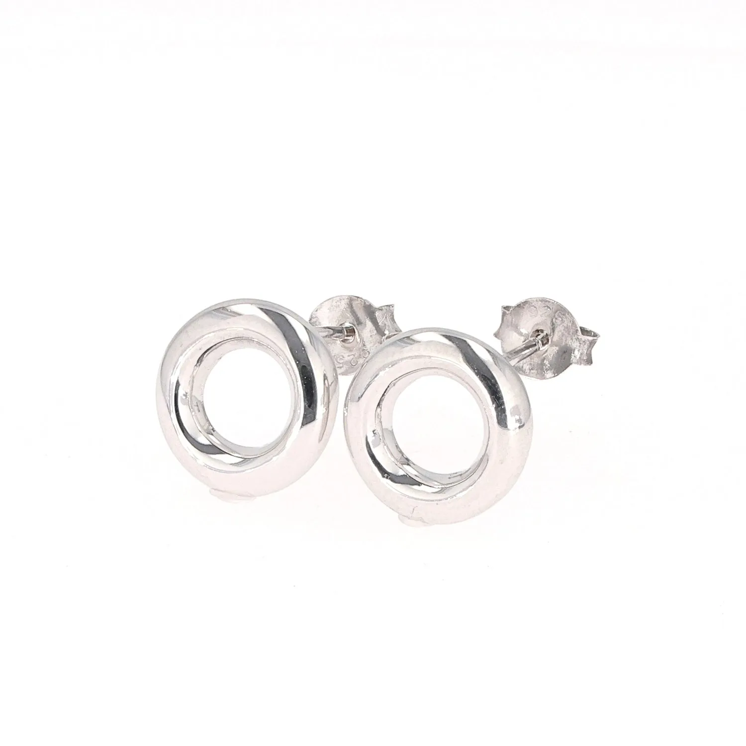 Open Circle Stud Earrings in Sterling Silver