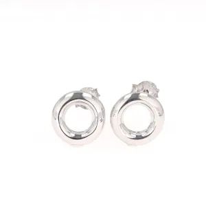 Open Circle Stud Earrings in Sterling Silver