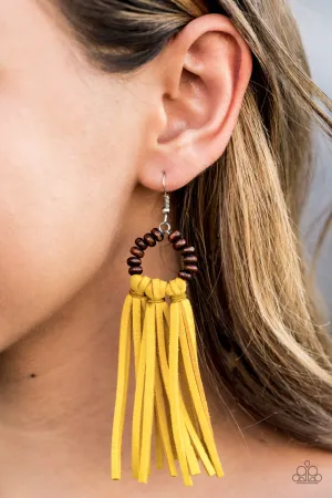 Paparazzi Easy To PerSUADE - Yellow Suede Earring