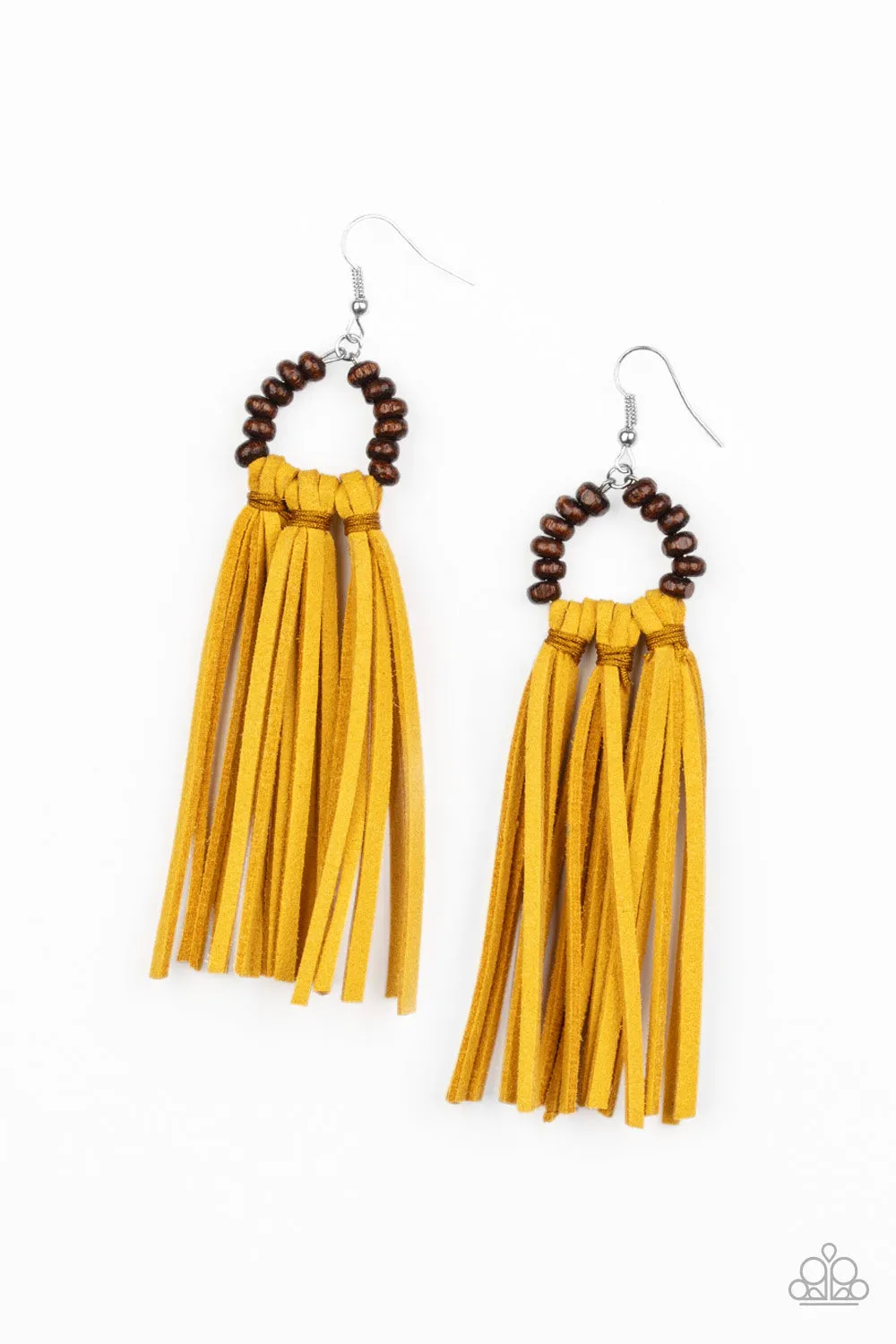 Paparazzi Easy To PerSUADE - Yellow Suede Earring