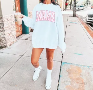 Pink Checkered Mama Sweatshirt