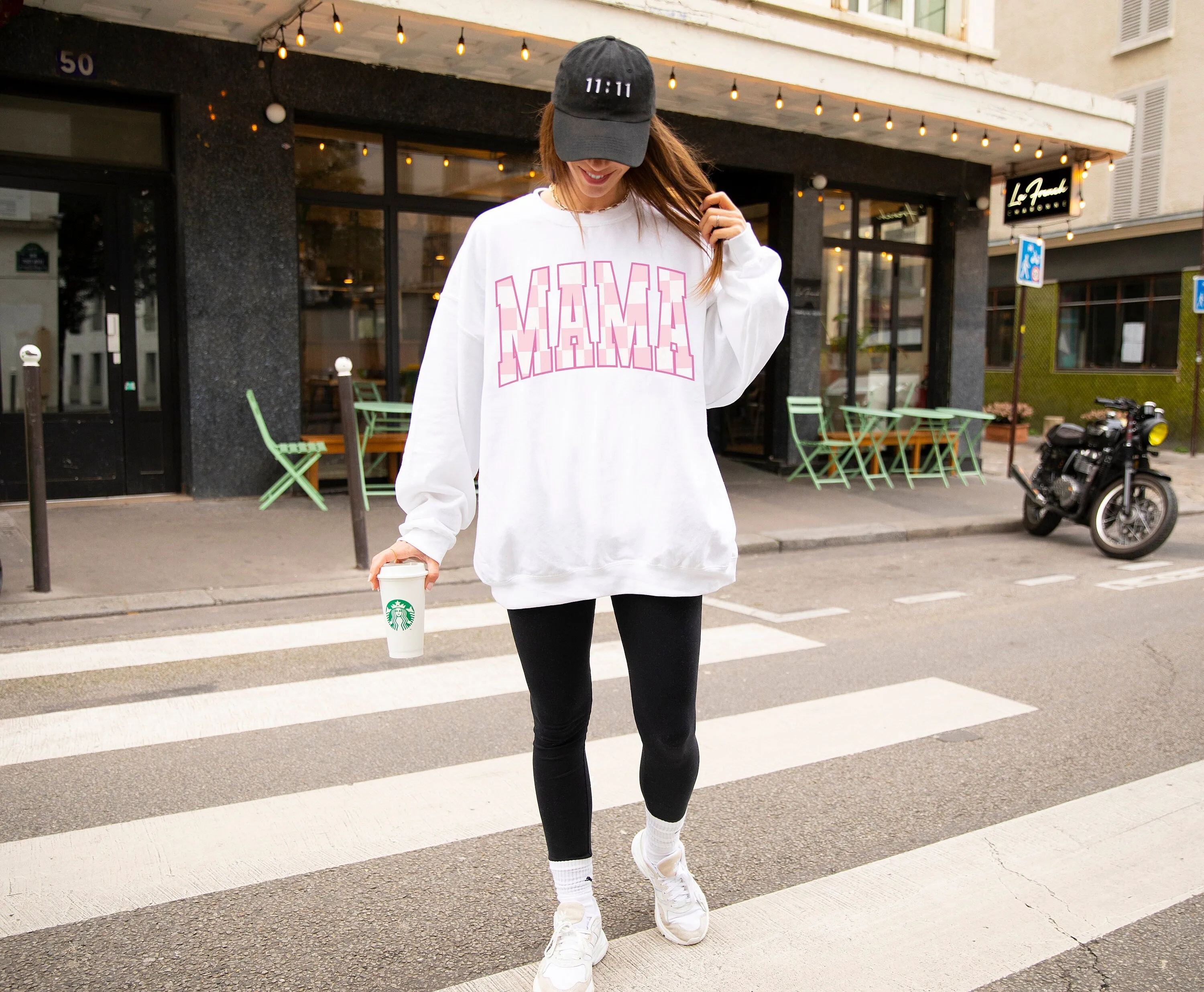 Pink Checkered Mama Sweatshirt