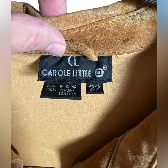 PRICE DROP🔥🔥Carole Little Suede Leather Fringe Jacket/Shirt, Vintage,‎ Size 22