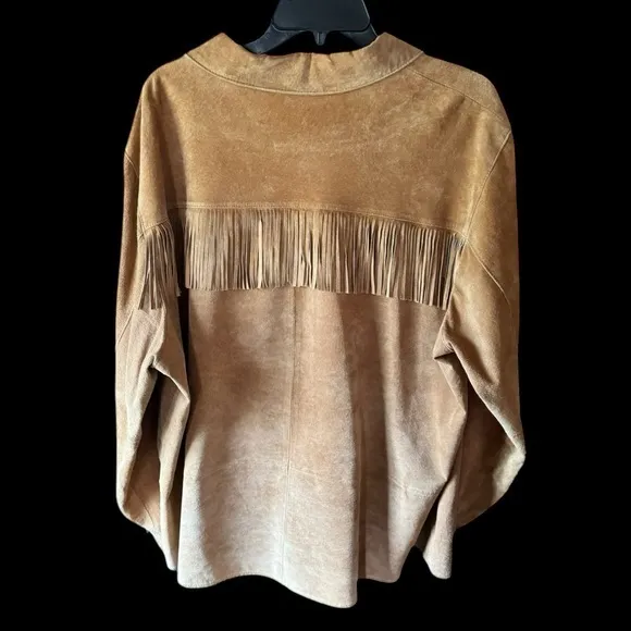 PRICE DROP🔥🔥Carole Little Suede Leather Fringe Jacket/Shirt, Vintage,‎ Size 22