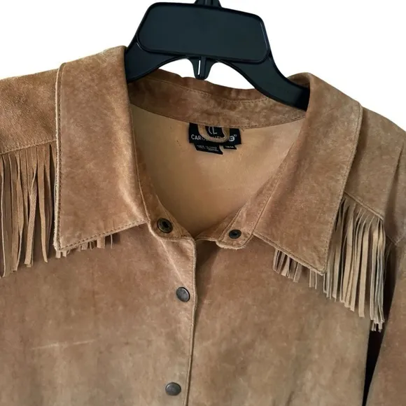 PRICE DROP🔥🔥Carole Little Suede Leather Fringe Jacket/Shirt, Vintage,‎ Size 22
