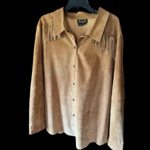 PRICE DROP🔥🔥Carole Little Suede Leather Fringe Jacket/Shirt, Vintage,‎ Size 22