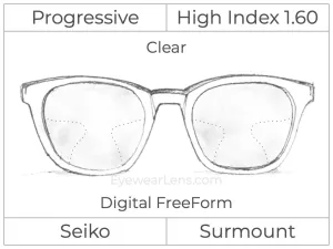 Progressive - Seiko - Surmount - Digital - High Index 1.60 - Clear