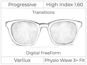 Progressive - Varilux - Physio Wave 3 Fit - Digital - High Index 1.60 - Transitions Signature