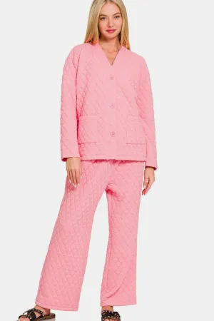Quilted Button Up Lounge Set