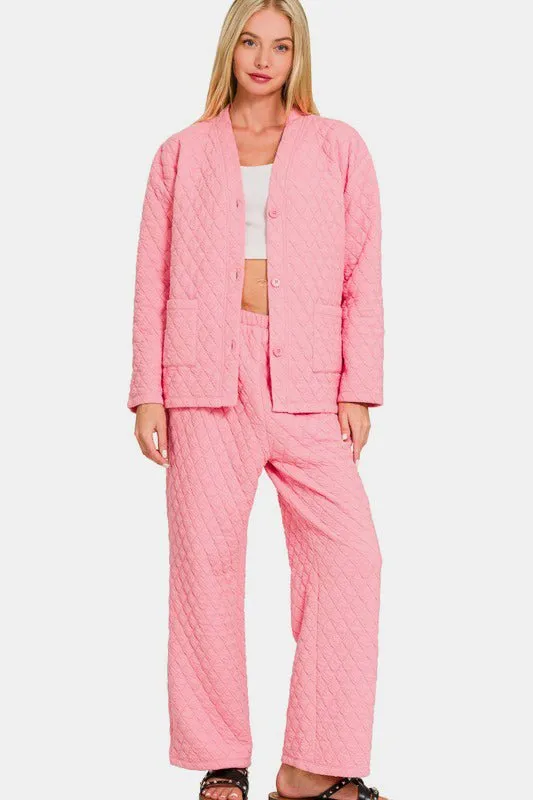 Quilted Button Up Lounge Set