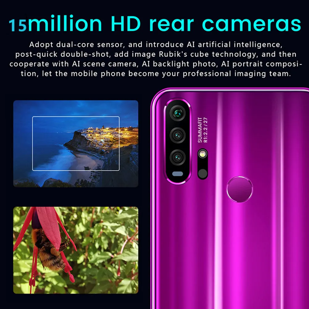 R30 pro Smart Phone 4G Network 3G   64g High Configuration Face Recognition Fingerprint Recognition Phone purple_European regulations