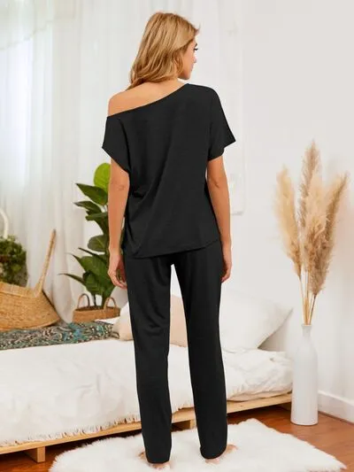 Round Neck Top and Pants Lounge Set (5 Colors)