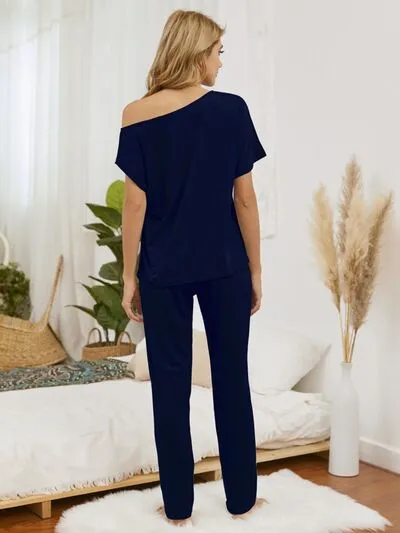 Round Neck Top and Pants Lounge Set (5 Colors)