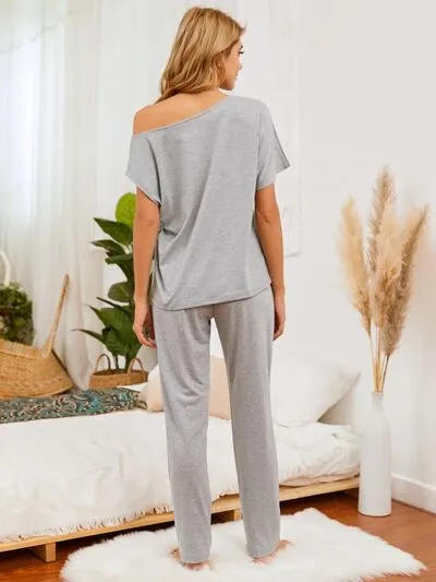 Round Neck Top and Pants Lounge Set (5 Colors)
