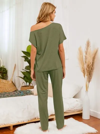 Round Neck Top and Pants Lounge Set (5 Colors)