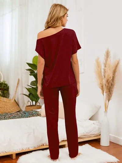 Round Neck Top and Pants Lounge Set (5 Colors)