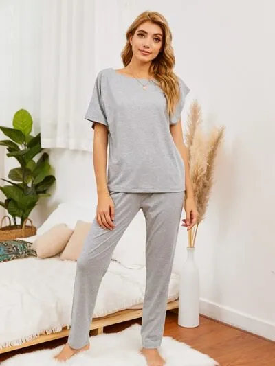 Round Neck Top and Pants Lounge Set (5 Colors)