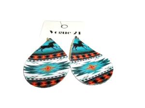 Running Horse Aztec Round Oval Earrings