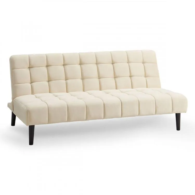 SARANTINO FAUX SUEDE FABRIC SOFA BED FURNITURE LOUNGE SEAT BEIGE