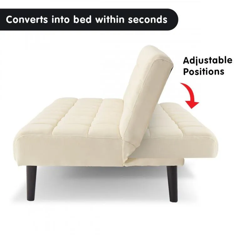 SARANTINO FAUX SUEDE FABRIC SOFA BED FURNITURE LOUNGE SEAT BEIGE