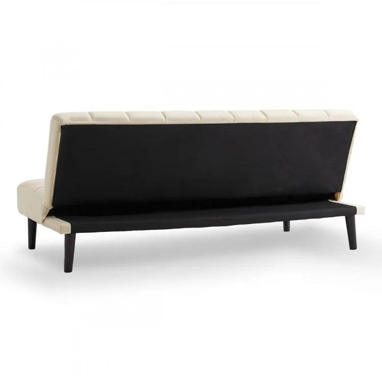 SARANTINO FAUX SUEDE FABRIC SOFA BED FURNITURE LOUNGE SEAT BEIGE