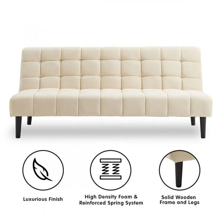 SARANTINO FAUX SUEDE FABRIC SOFA BED FURNITURE LOUNGE SEAT BEIGE