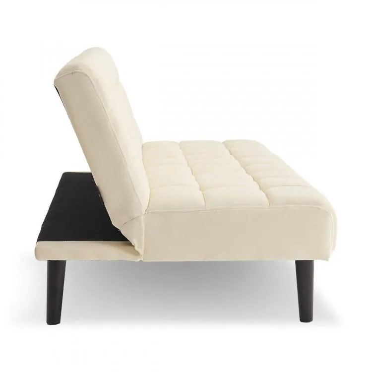 SARANTINO FAUX SUEDE FABRIC SOFA BED FURNITURE LOUNGE SEAT BEIGE