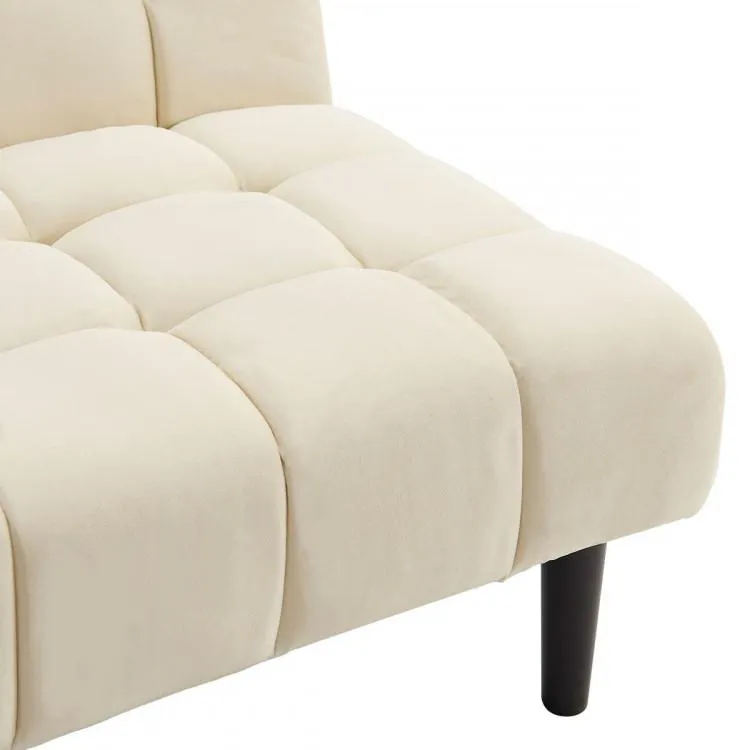 SARANTINO FAUX SUEDE FABRIC SOFA BED FURNITURE LOUNGE SEAT BEIGE